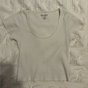 Brandy Melville (John Galt) White Basic Scoop Neck Tee